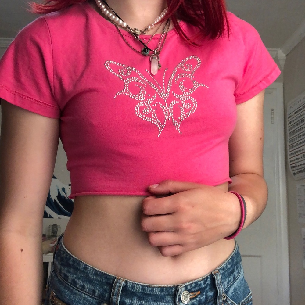 Pink rhinestone t shirt